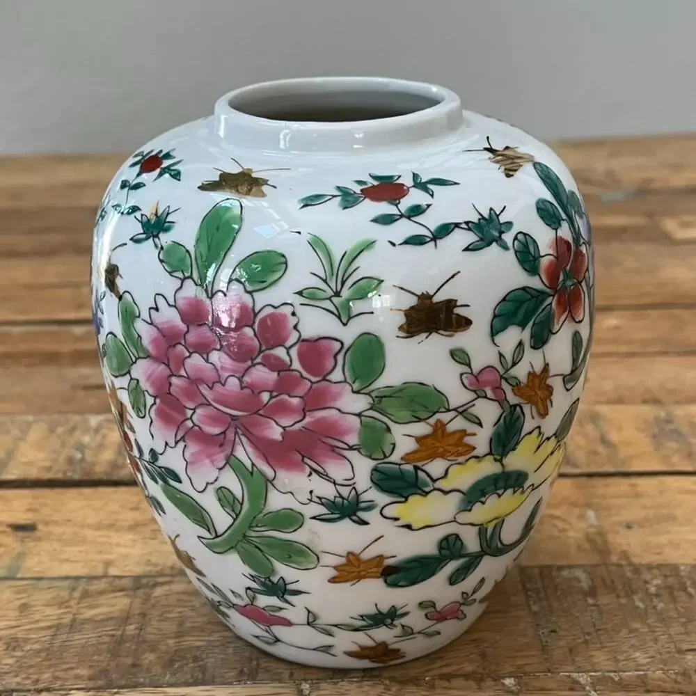 Vintage Andrea by Sadek Vase Jardiniere Flower Butterfly Made in Japan